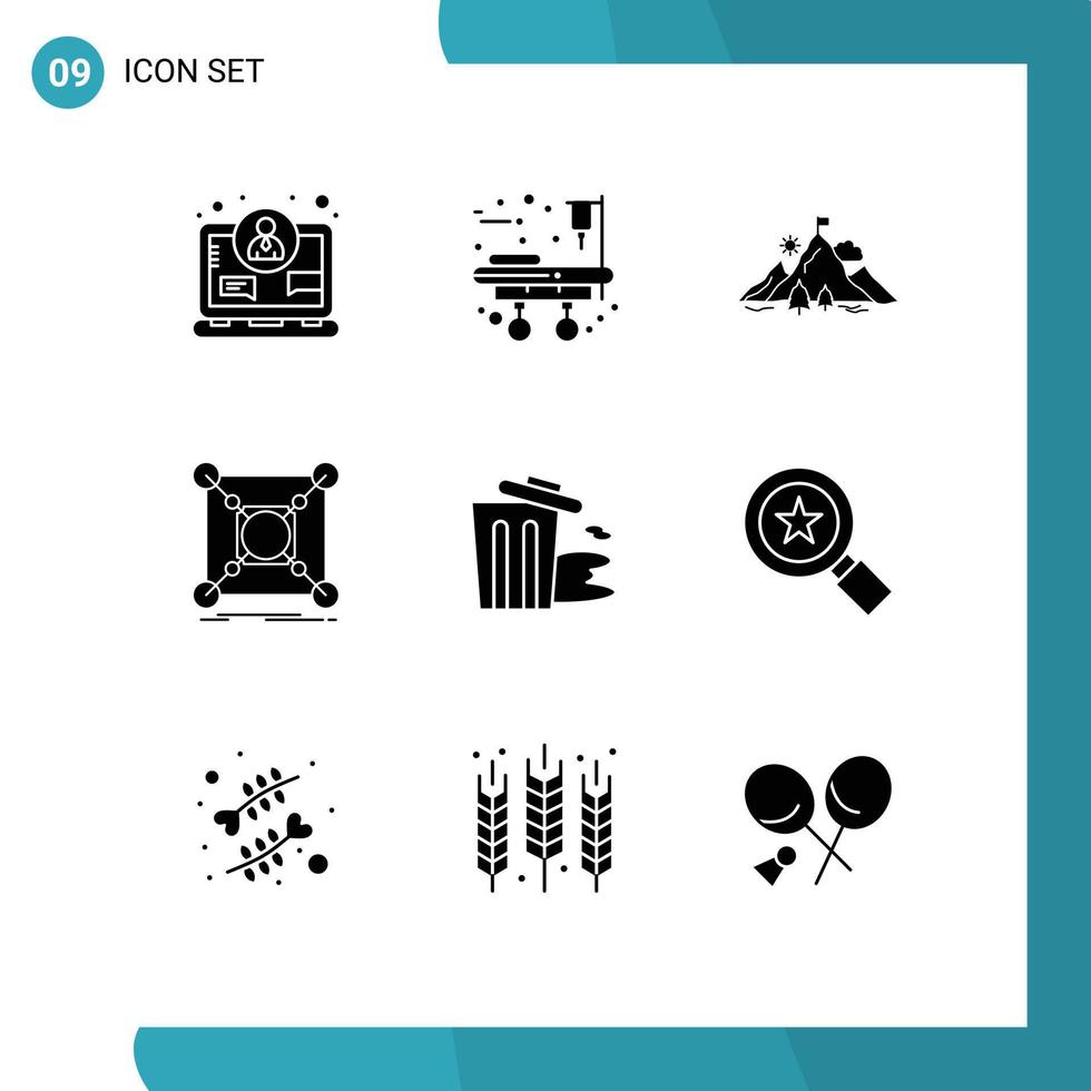User Interface Pack of 9 Basic Solid Glyphs of environment data flag connection base Editable Vector Design Elements