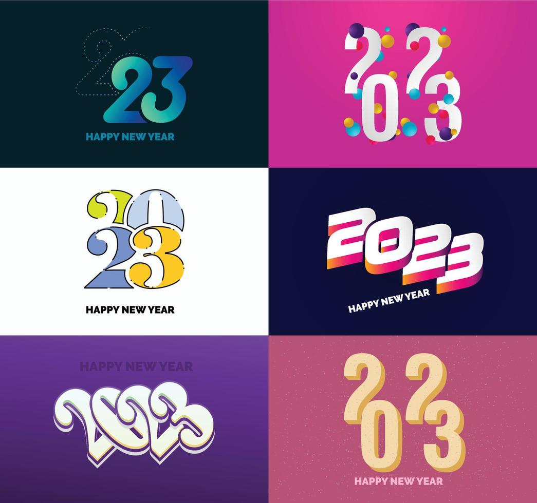 gran conjunto de 2023 feliz año nuevo diseño de texto de logotipo plantilla de diseño de número 2023 vector