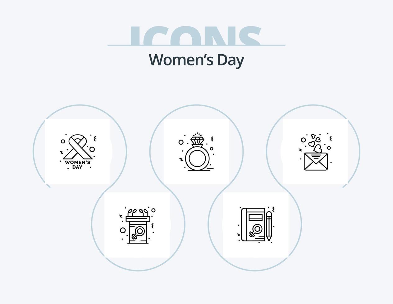 Womens Day Line Icon Pack 5 Icon Design. islamic women. arab women. communication. day. eight march vector