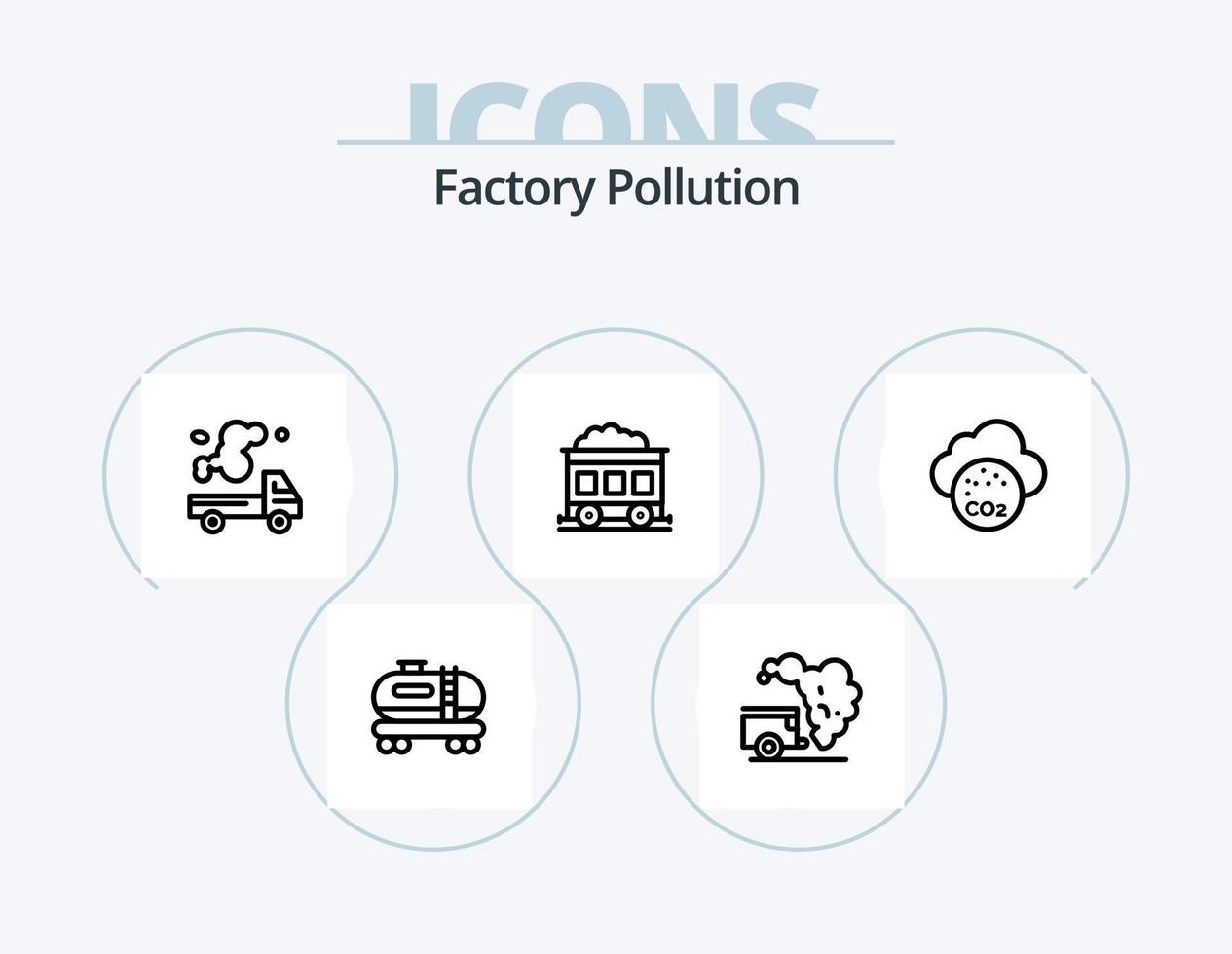 Factory Pollution Line Icon Pack 5 Icon Design. pollution. environment. sewage. dump. production vector