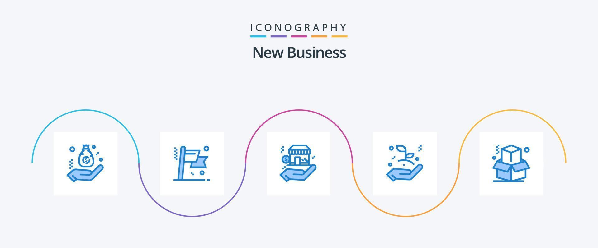 nuevo paquete de iconos de negocios azul 5 que incluye caja. mano. éxito. crecimiento. dólar vector