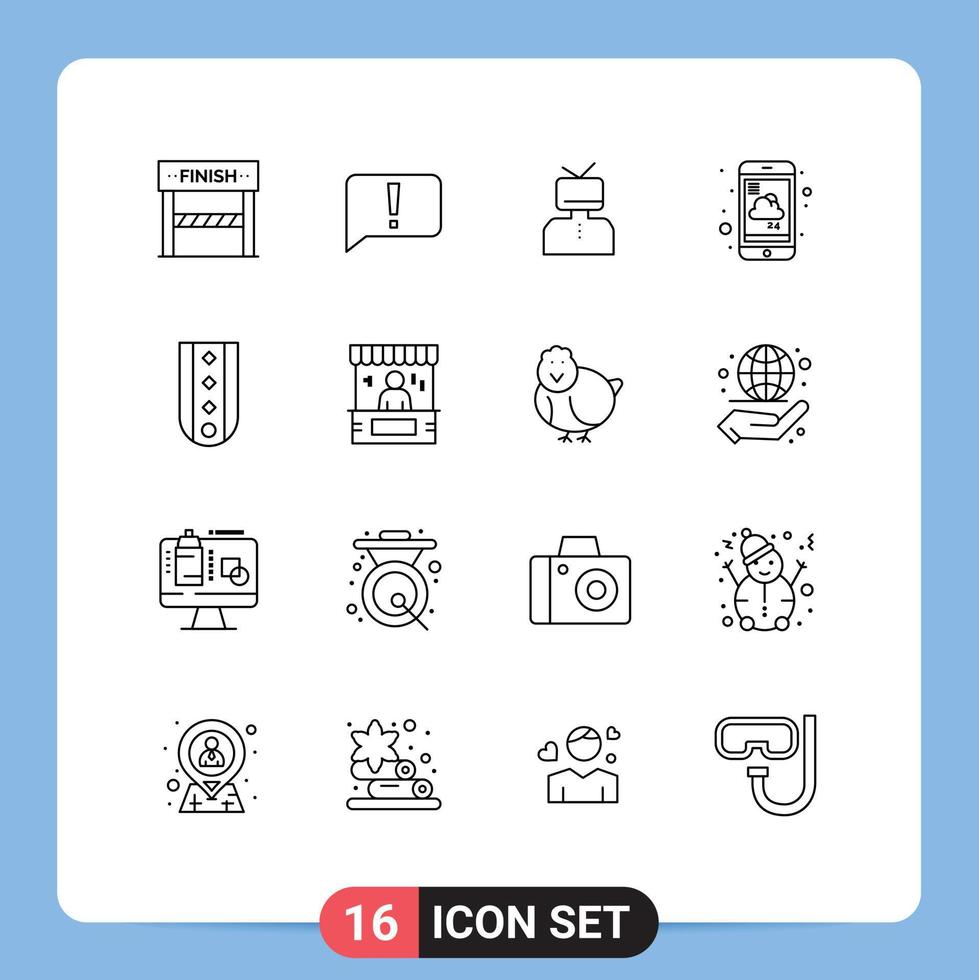 16 Creative Icons Modern Signs and Symbols of weather report affirmation mobile person Editable Vector Design Elements