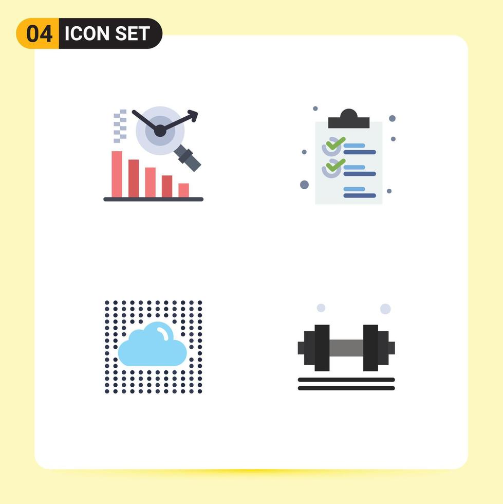 Pictogram Set of 4 Simple Flat Icons of business data clip list secure Editable Vector Design Elements