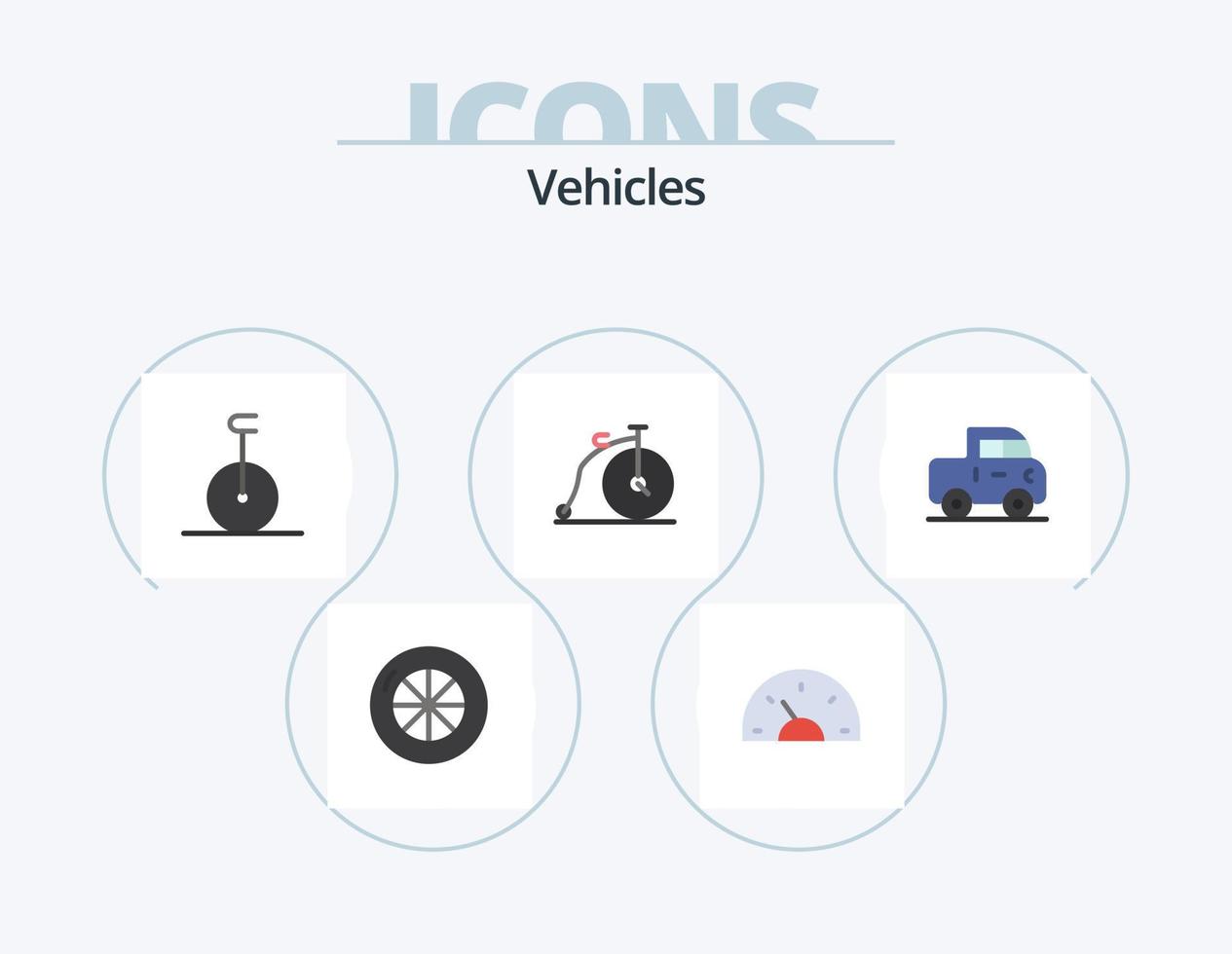 Vehicles Flat Icon Pack 5 Icon Design. . jeep. monocycle. car. transportation vector