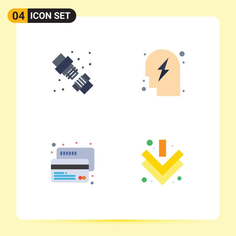 Group of 4 Modern Flat Icons Set for joint card plumbing strategy payment Editable Vector Design Elements