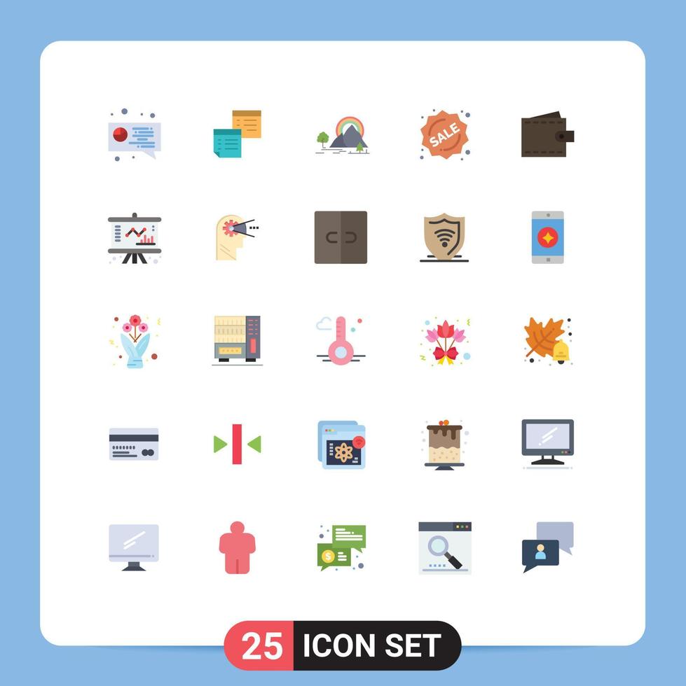 Universal Icon Symbols Group of 25 Modern Flat Colors of sale badge pages rainbow landscape Editable Vector Design Elements