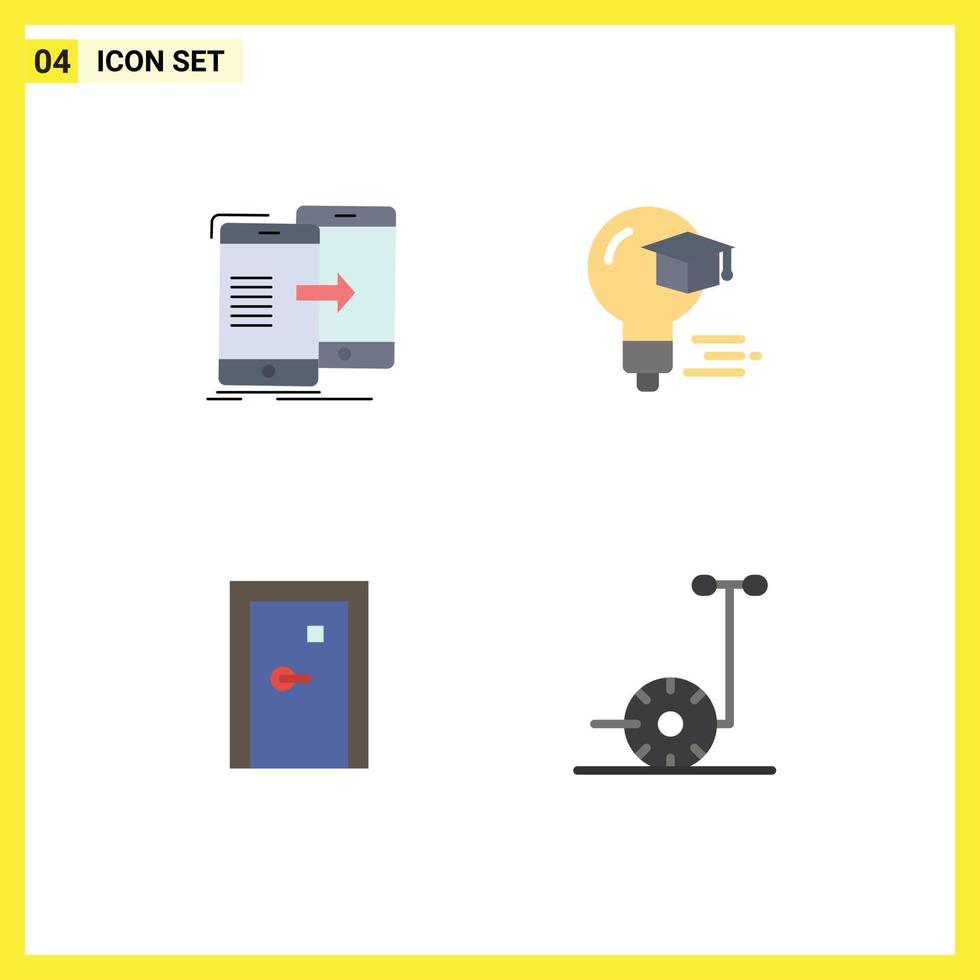 Pack of 4 creative Flat Icons of data aperture synchronization cap door Editable Vector Design Elements