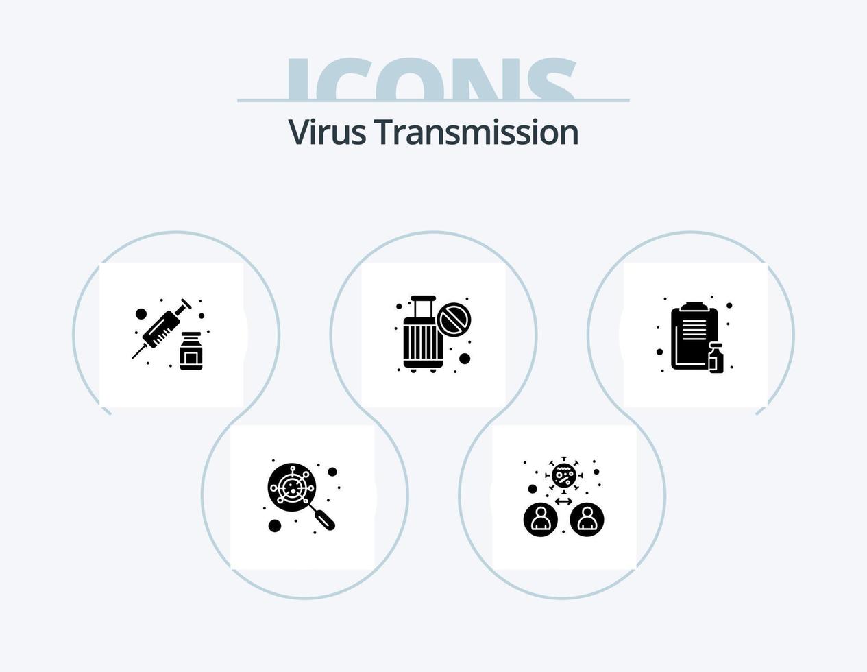 paquete de iconos de glifo de transmisión de virus 5 diseño de iconos. cuidado de la salud. parada. drogas sin viajes prohibición vector