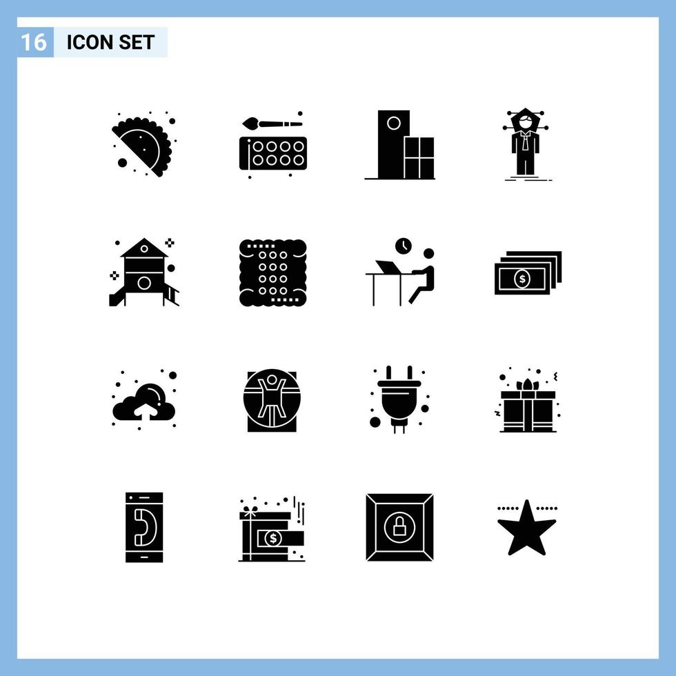 16 Solid Glyph concept for Websites Mobile and Apps solution human architecture connection structure Editable Vector Design Elements