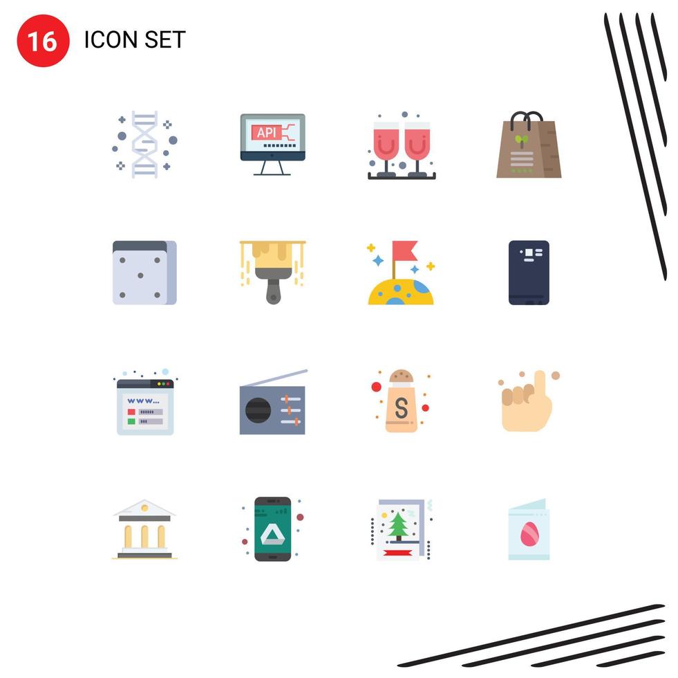 16 iconos creativos signos y símbolos modernos de dados compras educación tienda bolsa paquete editable de elementos creativos de diseño de vectores
