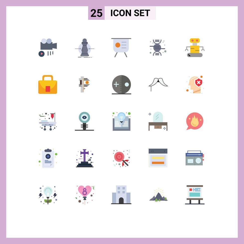 Modern Set of 25 Flat Colors Pictograph of robot science finance research presentation Editable Vector Design Elements