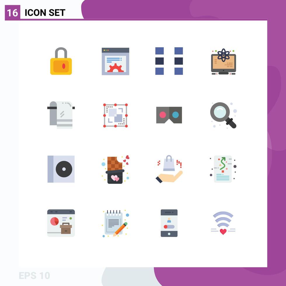 Universal Icon Symbols Group of 16 Modern Flat Colors of wiping dry ux bath science Editable Pack of Creative Vector Design Elements