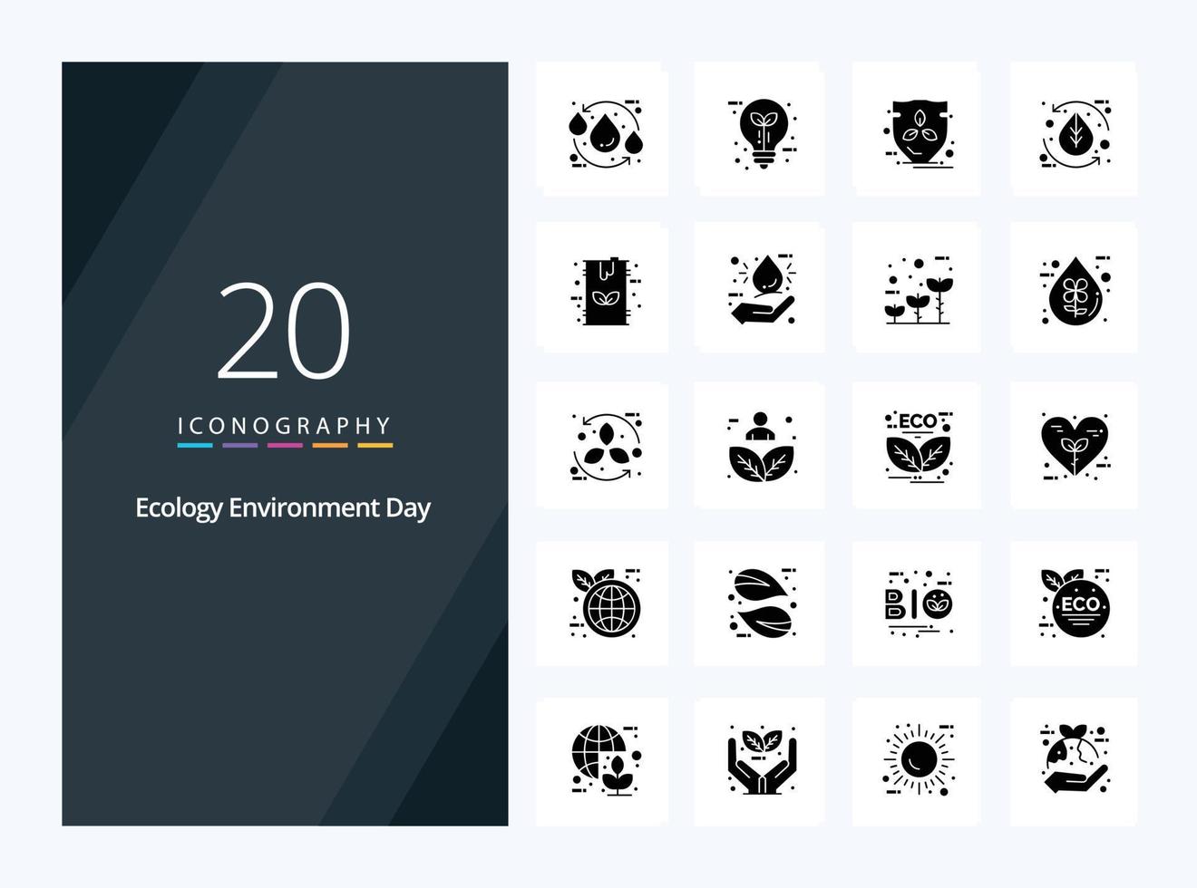 20 Ecology Solid Glyph icon for presentation vector