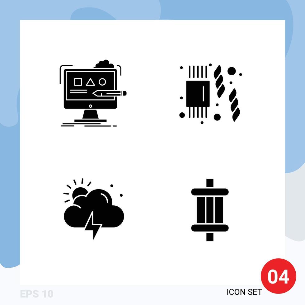 Set of 4 Modern UI Icons Symbols Signs for art weather digital sweet auto Editable Vector Design Elements