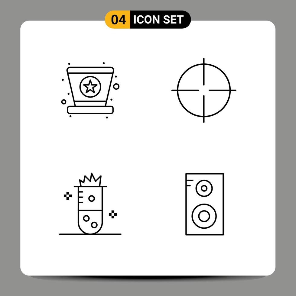 Set of 4 Modern UI Icons Symbols Signs for carnival chemical reaction star sight nuclear fission Editable Vector Design Elements