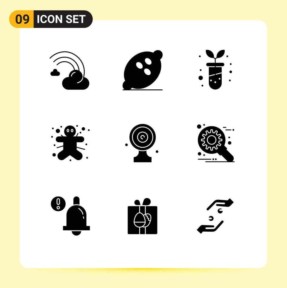 Stock Vector Icon Pack of 9 Line Signs and Symbols for aim board gingerbread man fruits ginger botany Editable Vector Design Elements