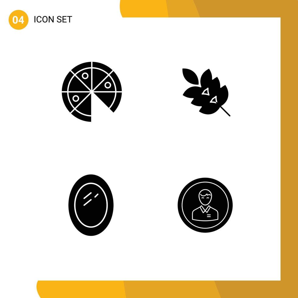 Group of 4 Modern Solid Glyphs Set for food interior ecology plant avatar Editable Vector Design Elements