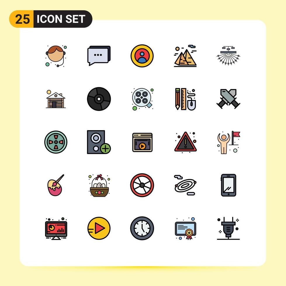 Universal Icon Symbols Group of 25 Modern Filled line Flat Colors of optimization moon global nature mountain Editable Vector Design Elements