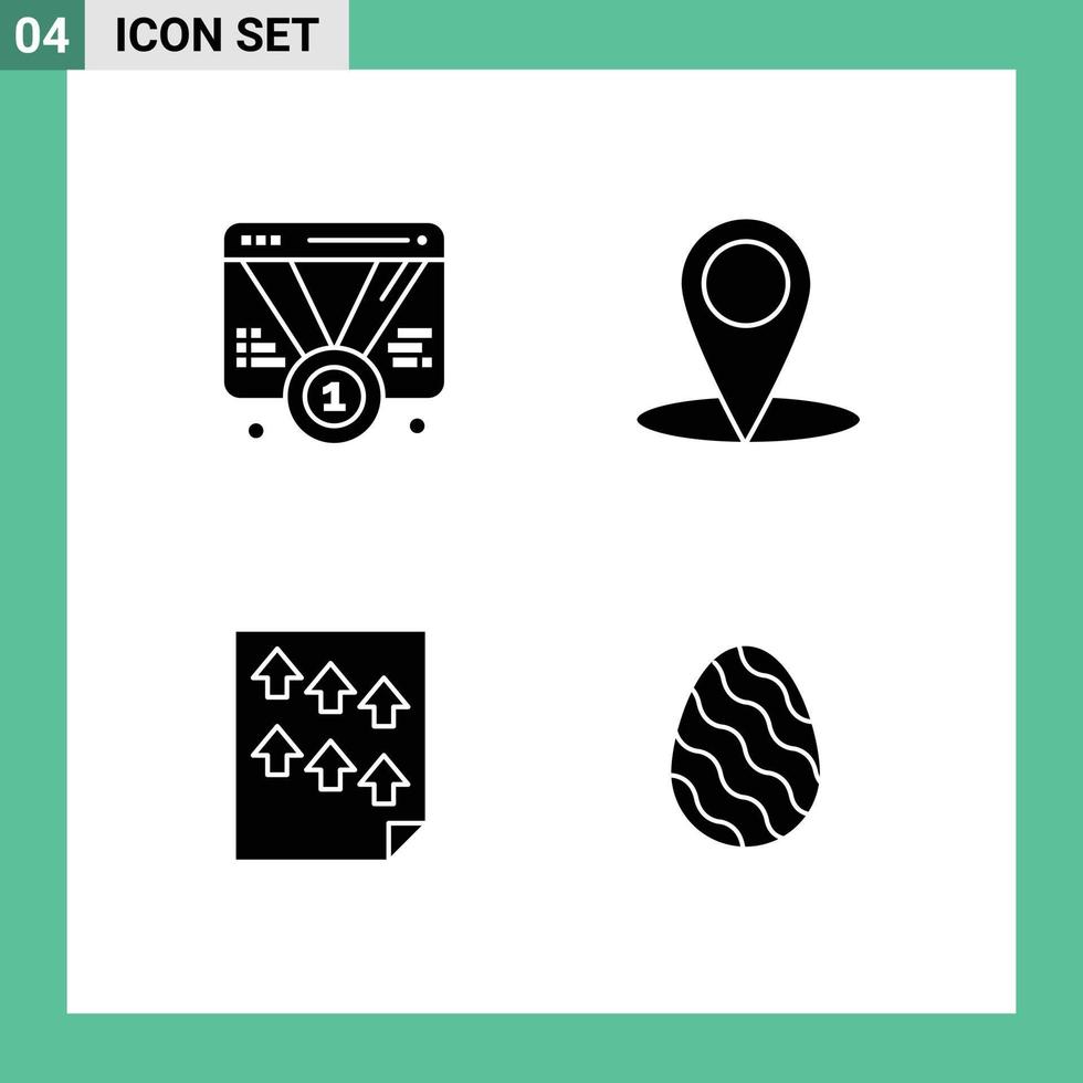 Pack of 4 creative Solid Glyphs of badge high web map paper Editable Vector Design Elements