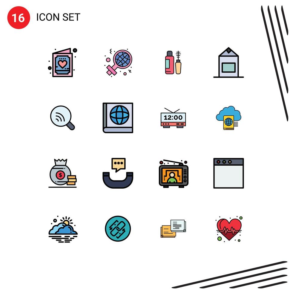 Modern Set of 16 Flat Color Filled Lines and symbols such as research yogurt sign pack bottle Editable Creative Vector Design Elements
