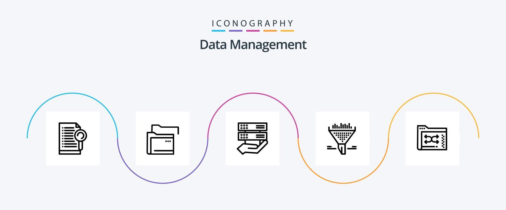 Data Management Line 5 Icon Pack Including data . server . control. hand vector