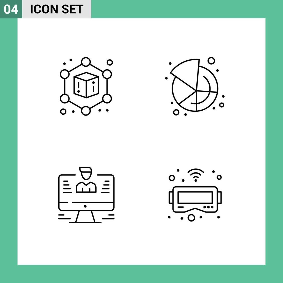 4 Line concept for Websites Mobile and Apps cube report market user glasses Editable Vector Design Elements