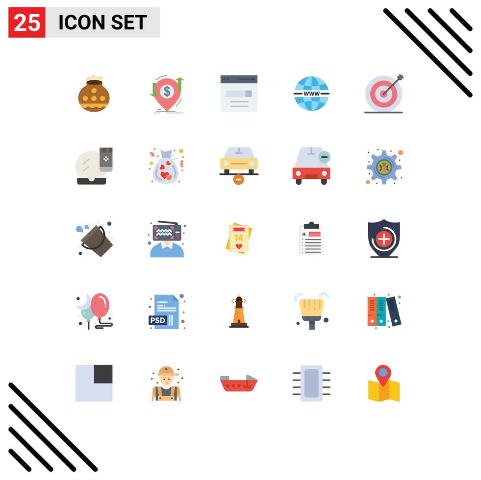 Modern Set of 25 Flat Colors Pictograph of system internet finance user interface Editable Vector Design Elements