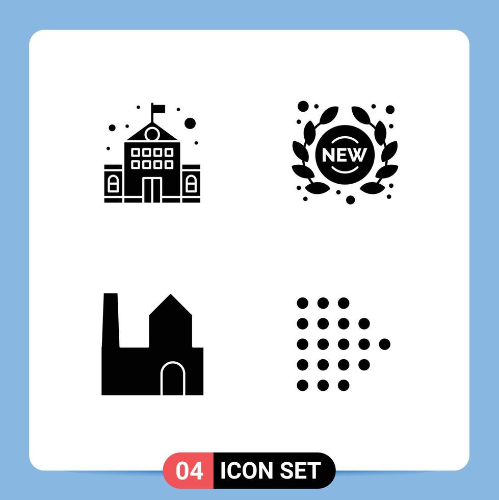 Set of Vector Solid Glyphs on Grid for building factory chimney label sign industry Editable Vector Design Elements