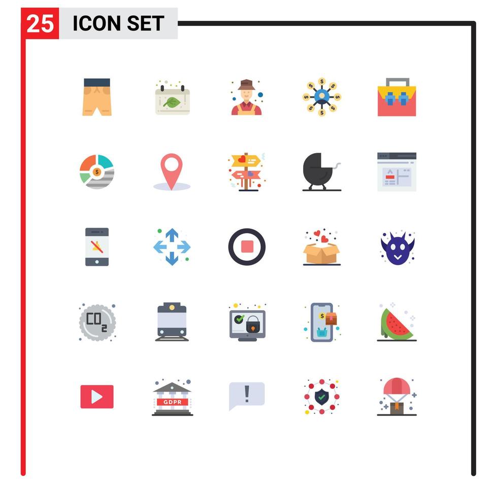 25 User Interface Flat Color Pack of modern Signs and Symbols of box chain avatar doller user Editable Vector Design Elements