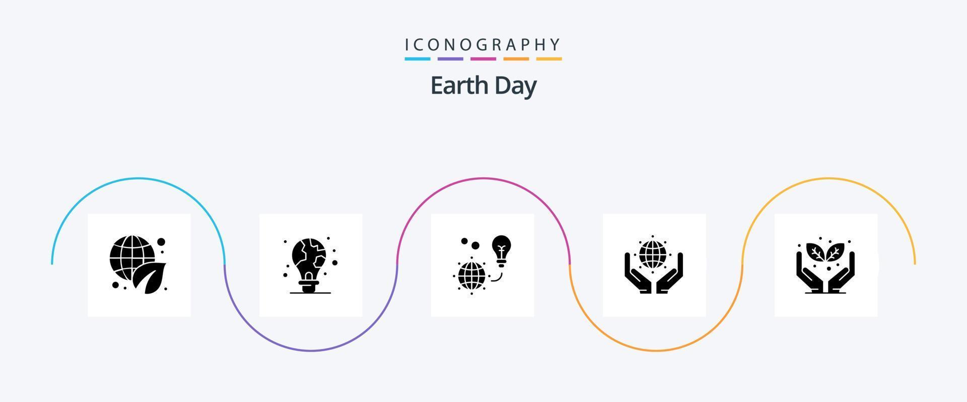 paquete de iconos del glifo 5 del día de la tierra que incluye. salvar el mundo. tierra. proteger. tierra vector