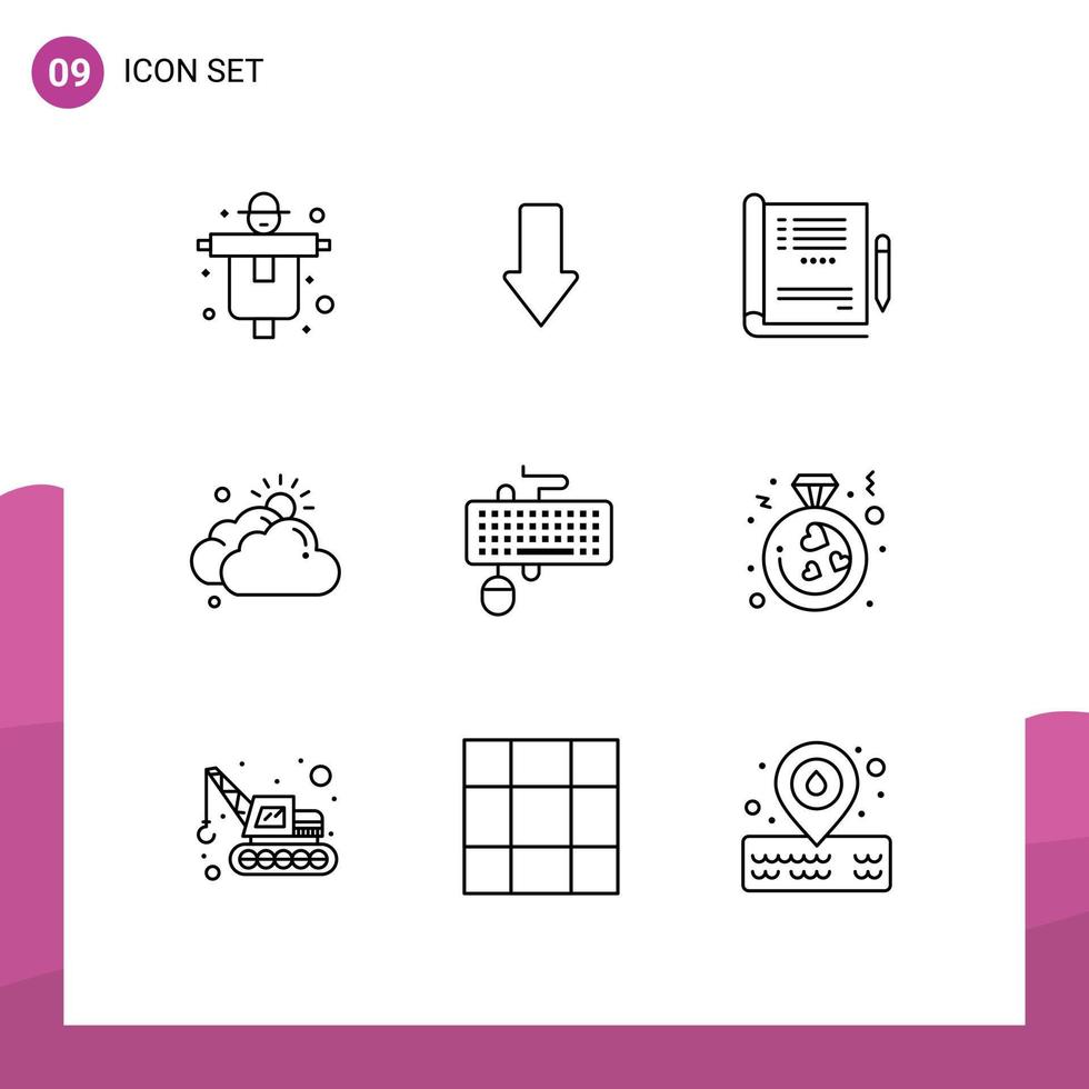 Set of 9 Modern UI Icons Symbols Signs for interface sun doctor day cloud Editable Vector Design Elements