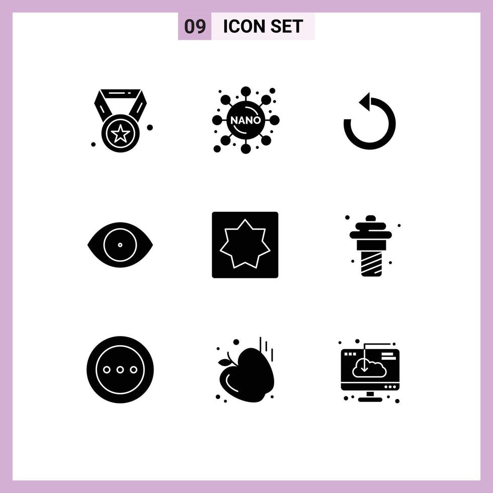 Set of 9 Modern UI Icons Symbols Signs for geometry baby reload vision face Editable Vector Design Elements