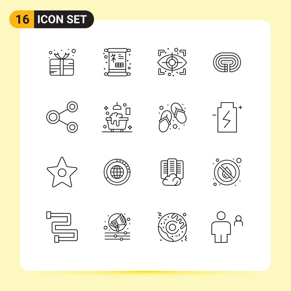16 iconos creativos signos y símbolos modernos de la red conectan elementos de diseño vectorial editables del estadio de pista ocular vector