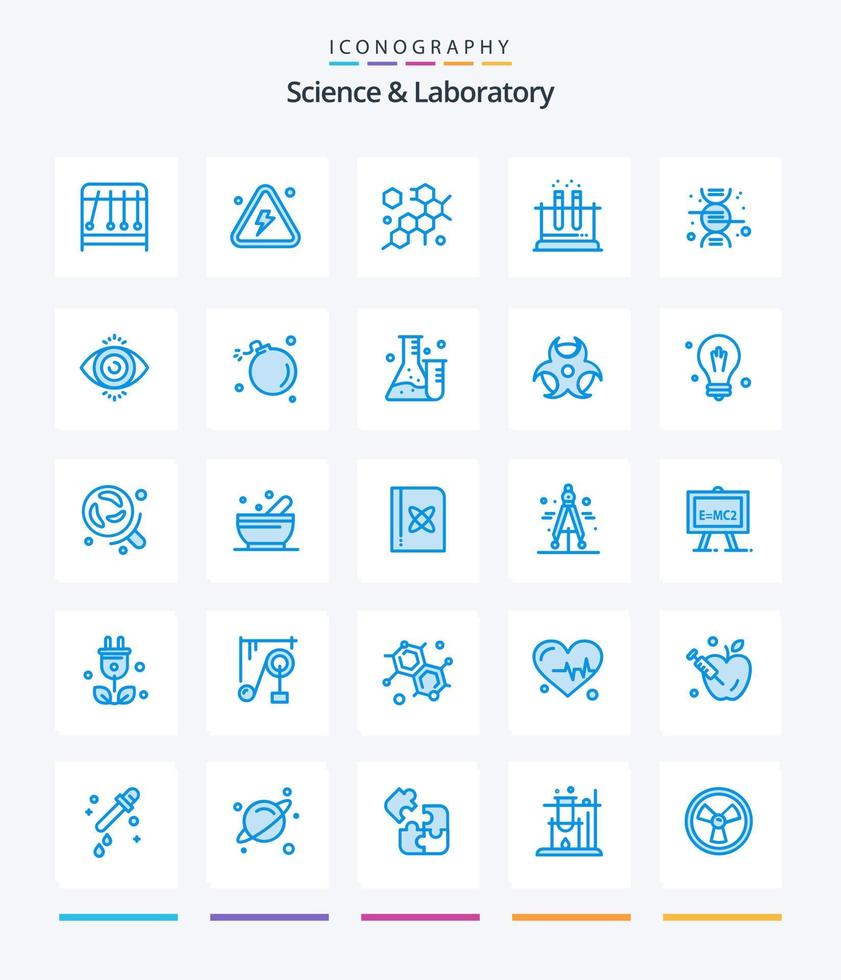 Creative Science 25 Blue icon pack  Such As science. dna. cell. science. test vector