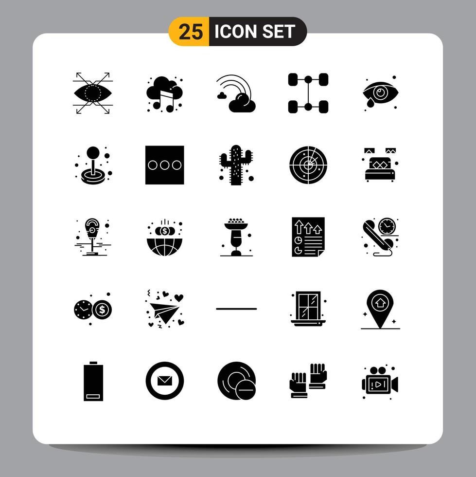 conjunto de 25 iconos modernos de ui símbolos signos para oftalmología cuidado de los ojos vehículos en la nube lluvia elementos de diseño vectorial editables vector