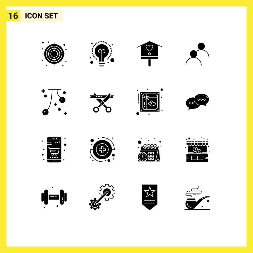 16 Thematic Vector Solid Glyphs and Editable Symbols of fall cherry house cherries avatar Editable Vector Design Elements