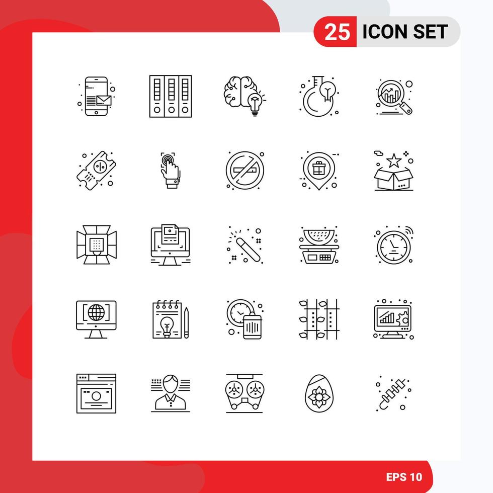 Set of 25 Modern UI Icons Symbols Signs for analytics blub idea flask bulb Editable Vector Design Elements