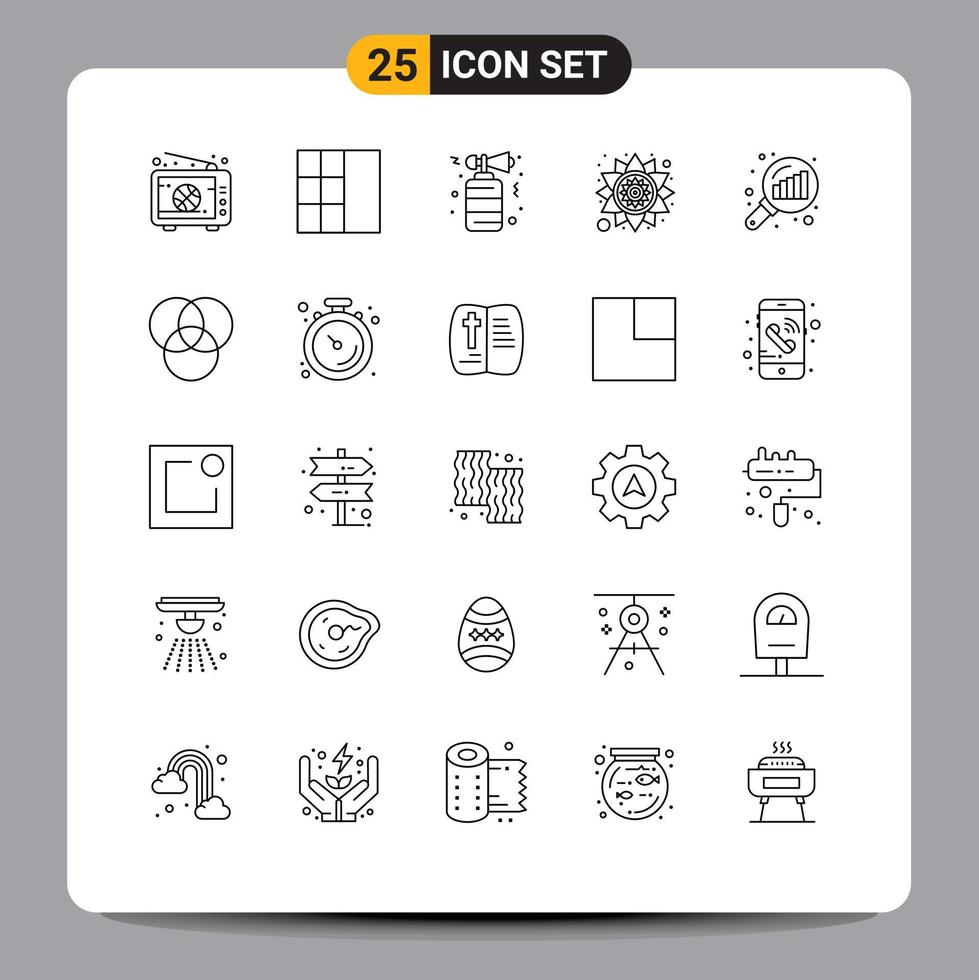 Stock Vector Icon Pack of 25 Line Signs and Symbols for search stats graph analysis celebration data analyzing pattern Editable Vector Design Elements