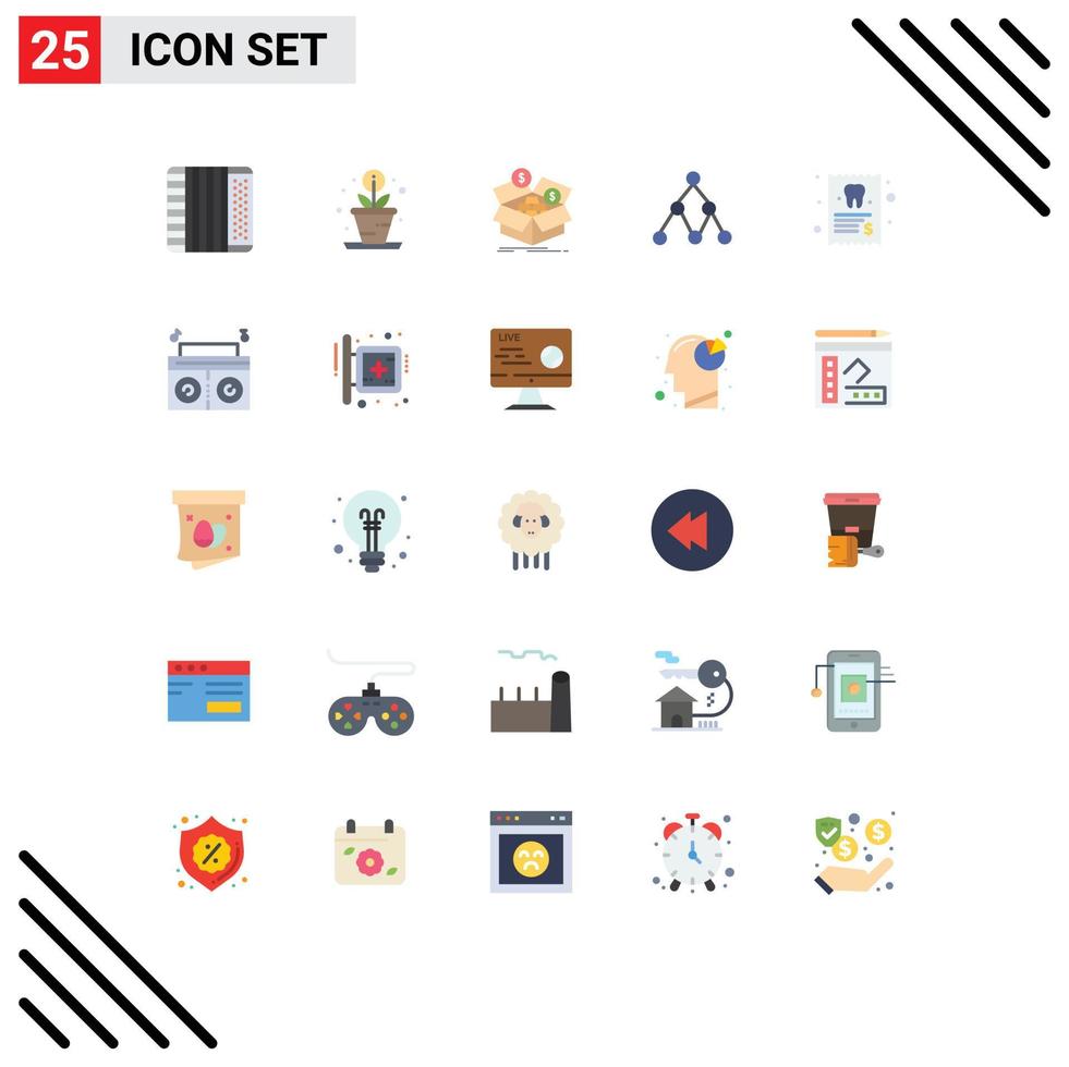 Editable Vector Line Pack of 25 Simple Flat Colors of report dentist box social link Editable Vector Design Elements