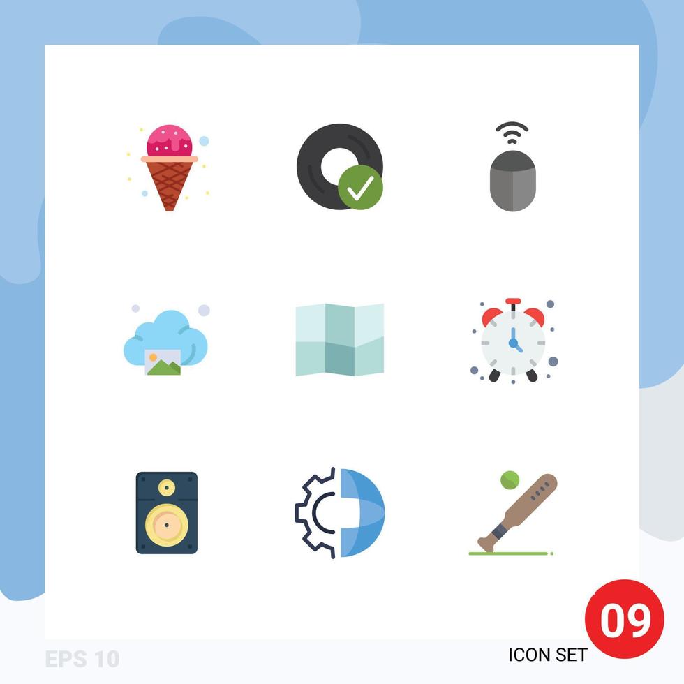 Modern Set of 9 Flat Colors and symbols such as map technology gadget image cloud Editable Vector Design Elements