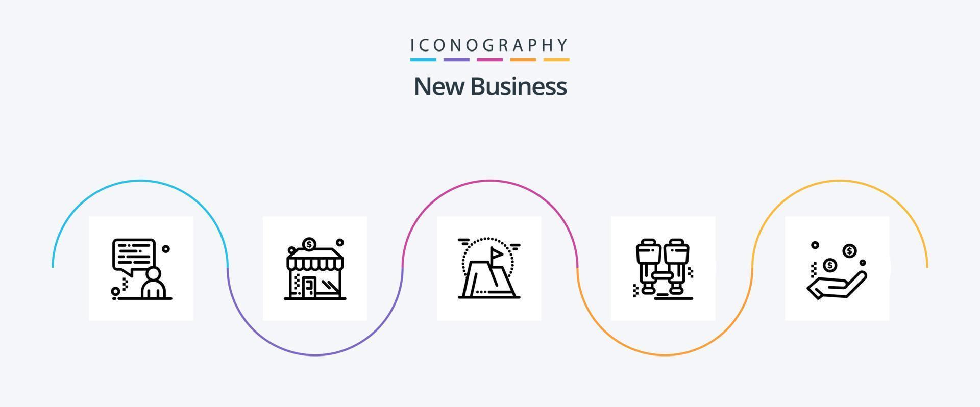 nuevo paquete de íconos de la línea de negocios 5 que incluye acampar. dinero. montaña. objetivo vector