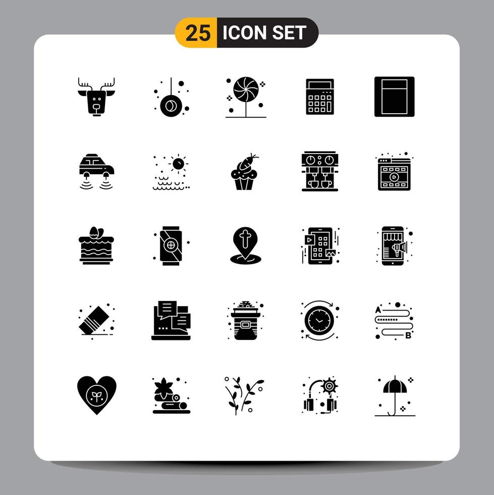 Pack of 25 creative Solid Glyphs of toggle light candy office ecommerce Editable Vector Design Elements