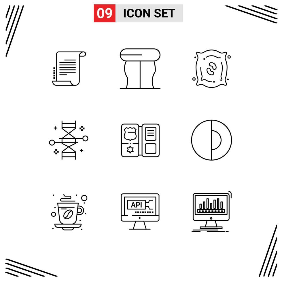 Modern Set of 9 Outlines and symbols such as shield genetic research fertilizer genetic modification dna Editable Vector Design Elements