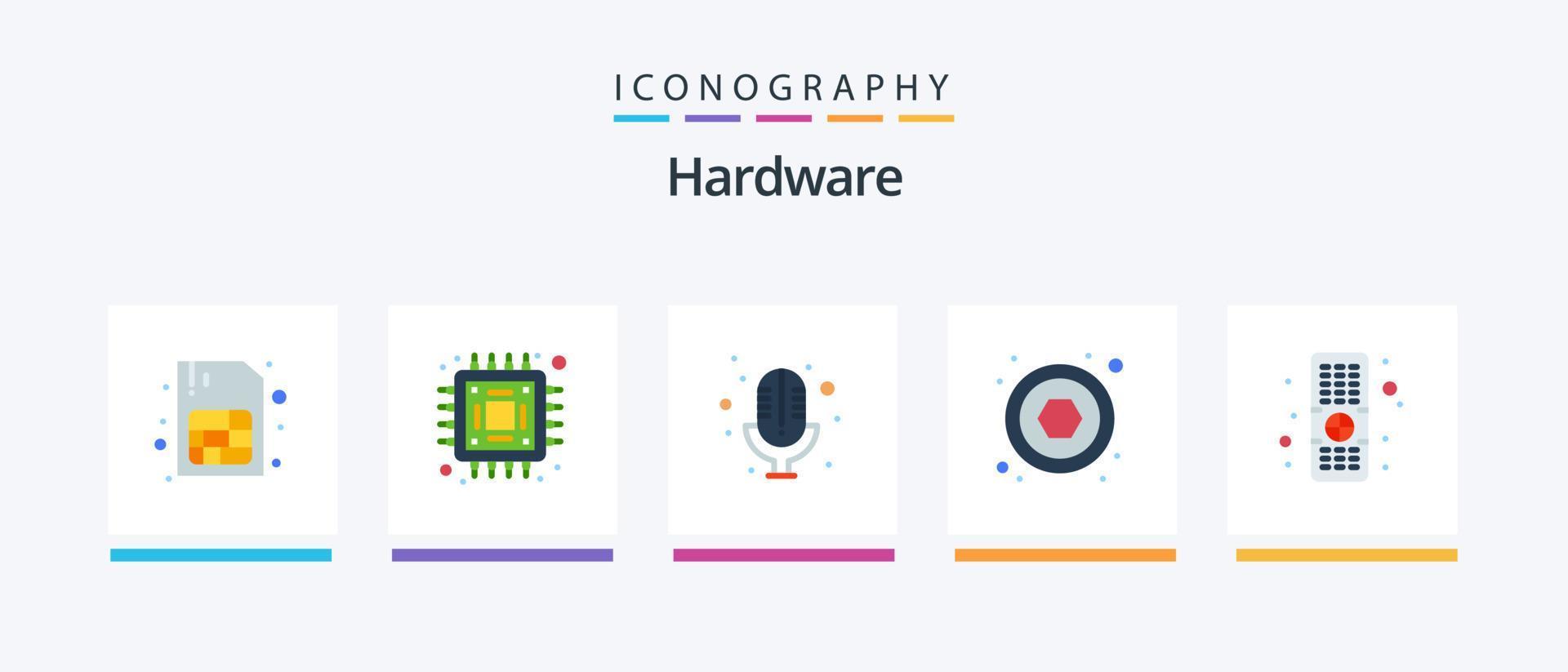 paquete de iconos de hardware flat 5 que incluye . registro. televisión. control. diseño de iconos creativos vector