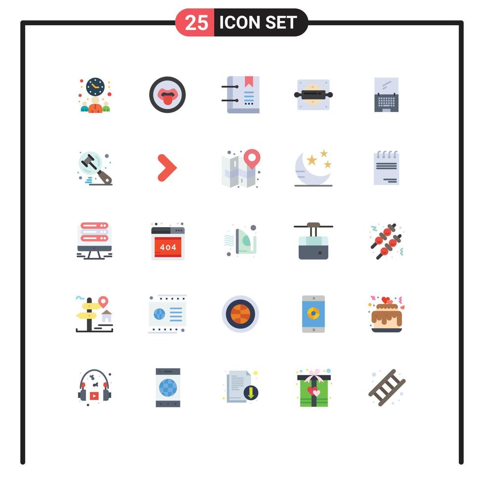 Modern Set of 25 Flat Colors Pictograph of computer bread roller book baking page Editable Vector Design Elements