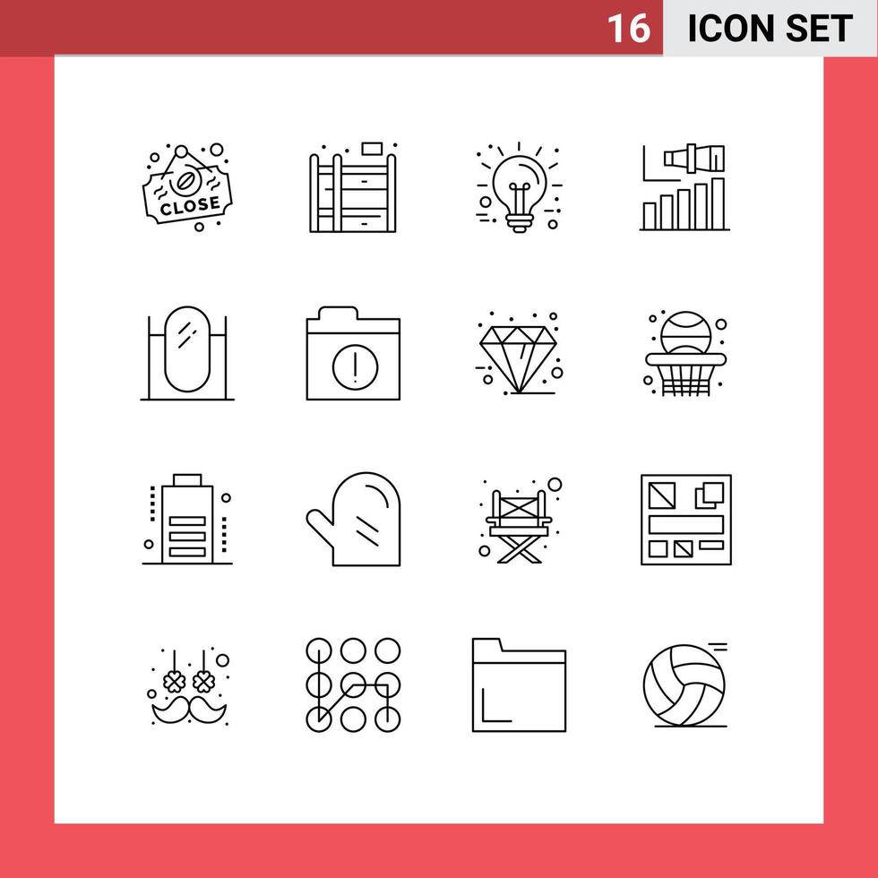 Editable Vector Line Pack of 16 Simple Outlines of furniture vision idea term long Editable Vector Design Elements
