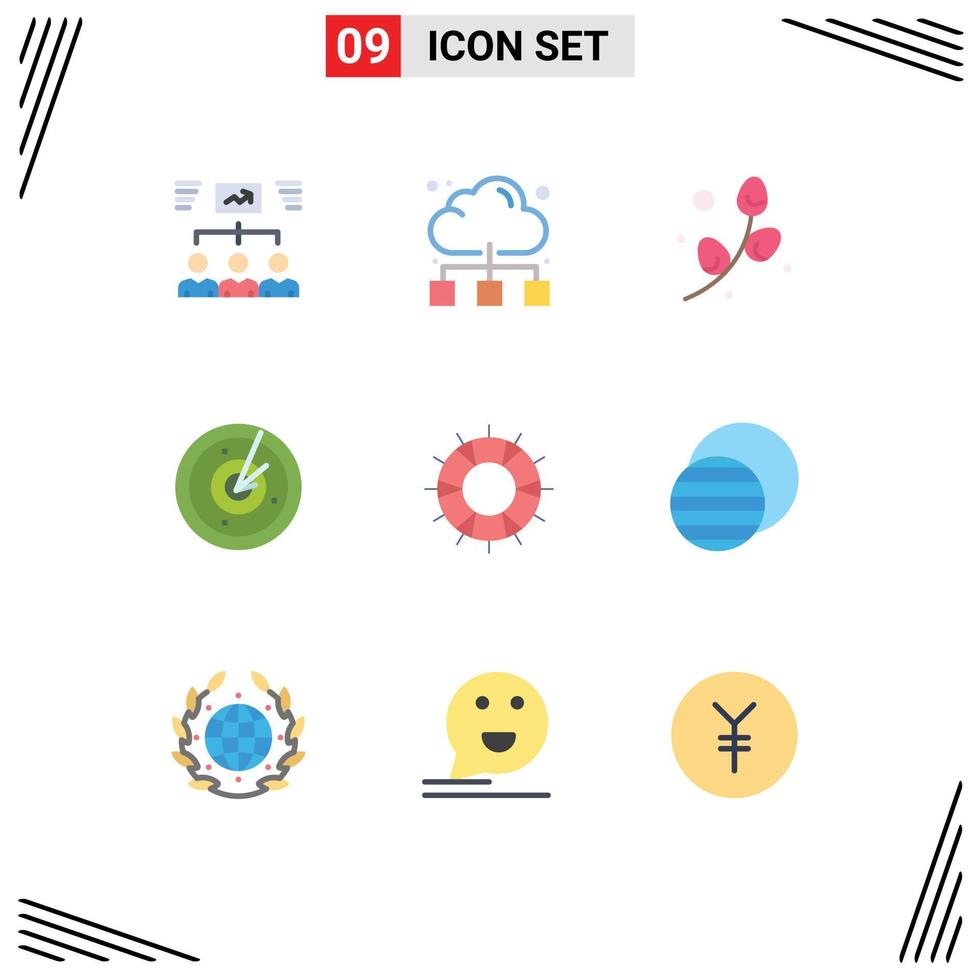 Pack of 9 creative Flat Colors of help signaling internet radar holiday Editable Vector Design Elements