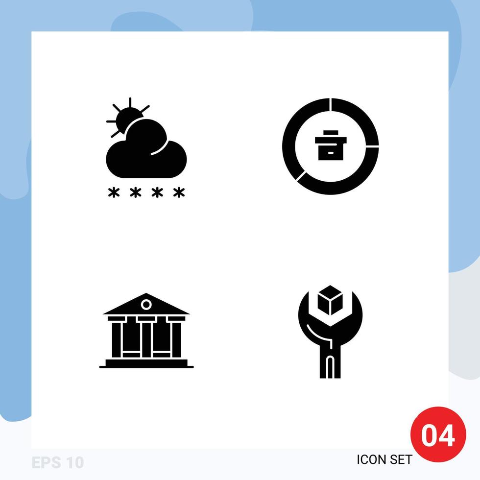 Mobile Interface Solid Glyph Set of Pictograms of forecast bank weather data money Editable Vector Design Elements