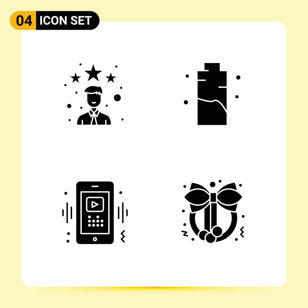 conjunto de 4 iconos de interfaz de usuario modernos símbolos signos para los mejores elementos de diseño de vector editable de video de carga de estrella de teléfono