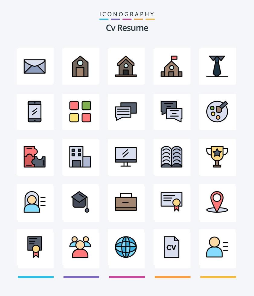 Creative Cv Resume 25 Line FIlled icon pack  Such As education. calc. education. study. chat vector